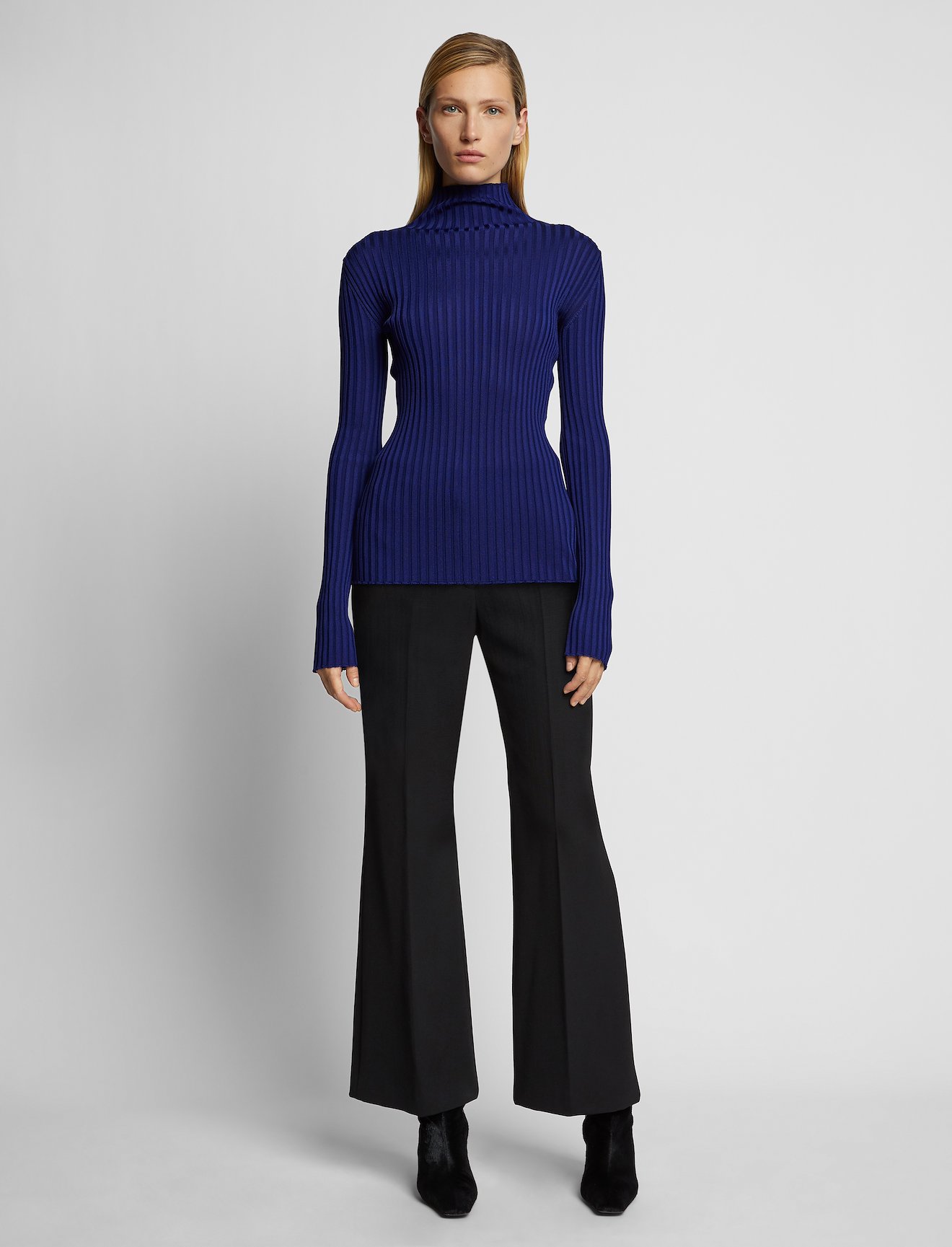 Glossy Rib Knit Turtleneck Top #1