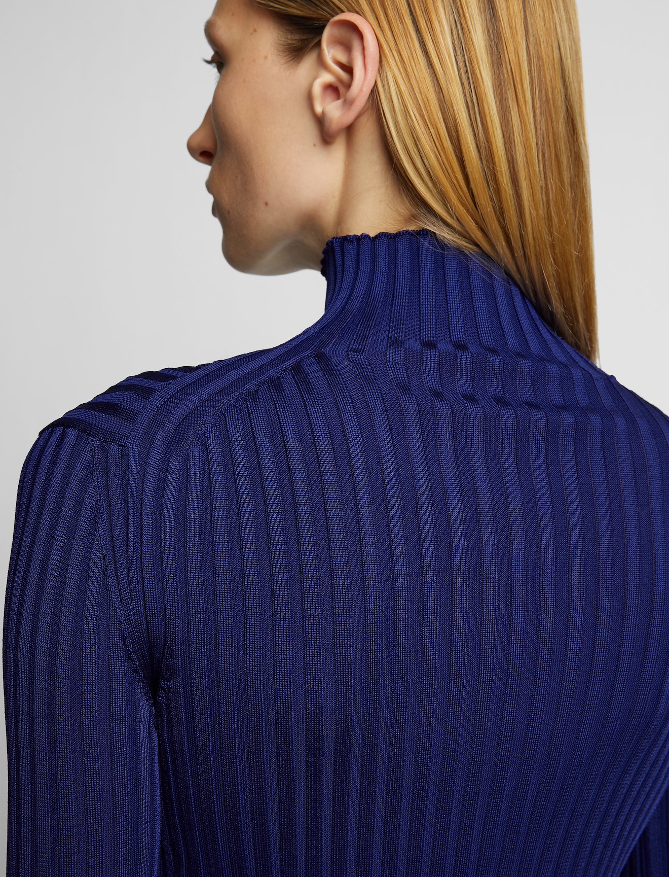 Glossy Rib Knit Turtleneck Top #3