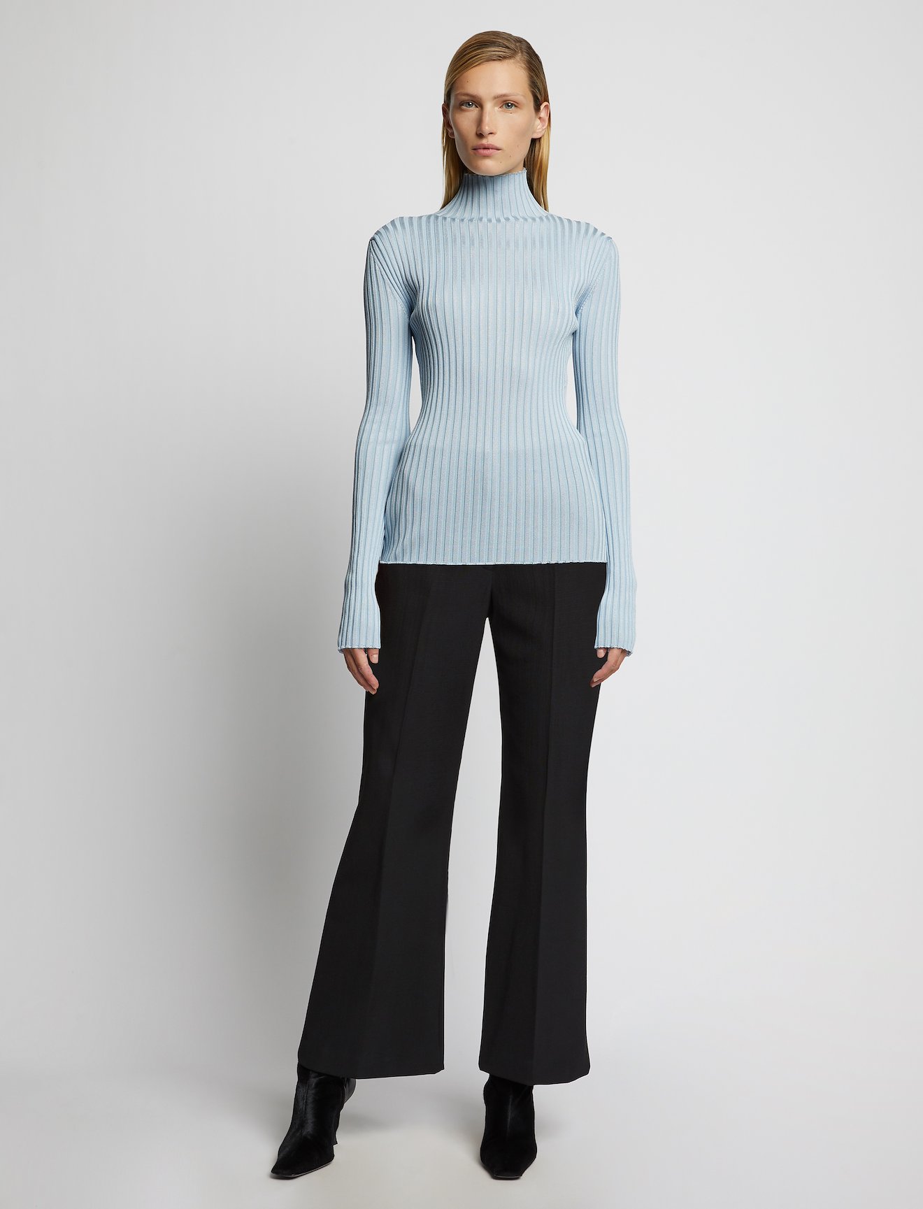 Glossy Rib Knit Turtleneck Top #1