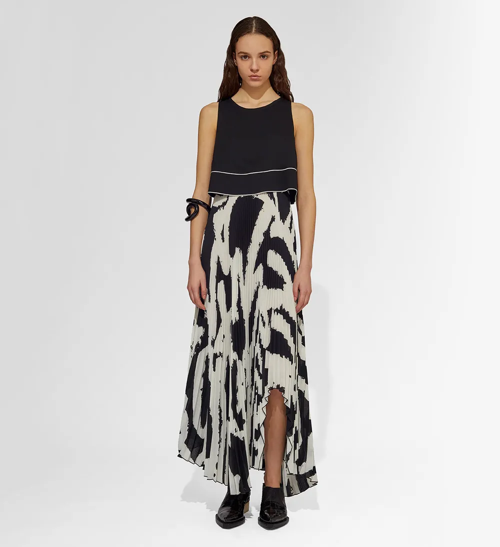 Graffiti Pleated Long Dress