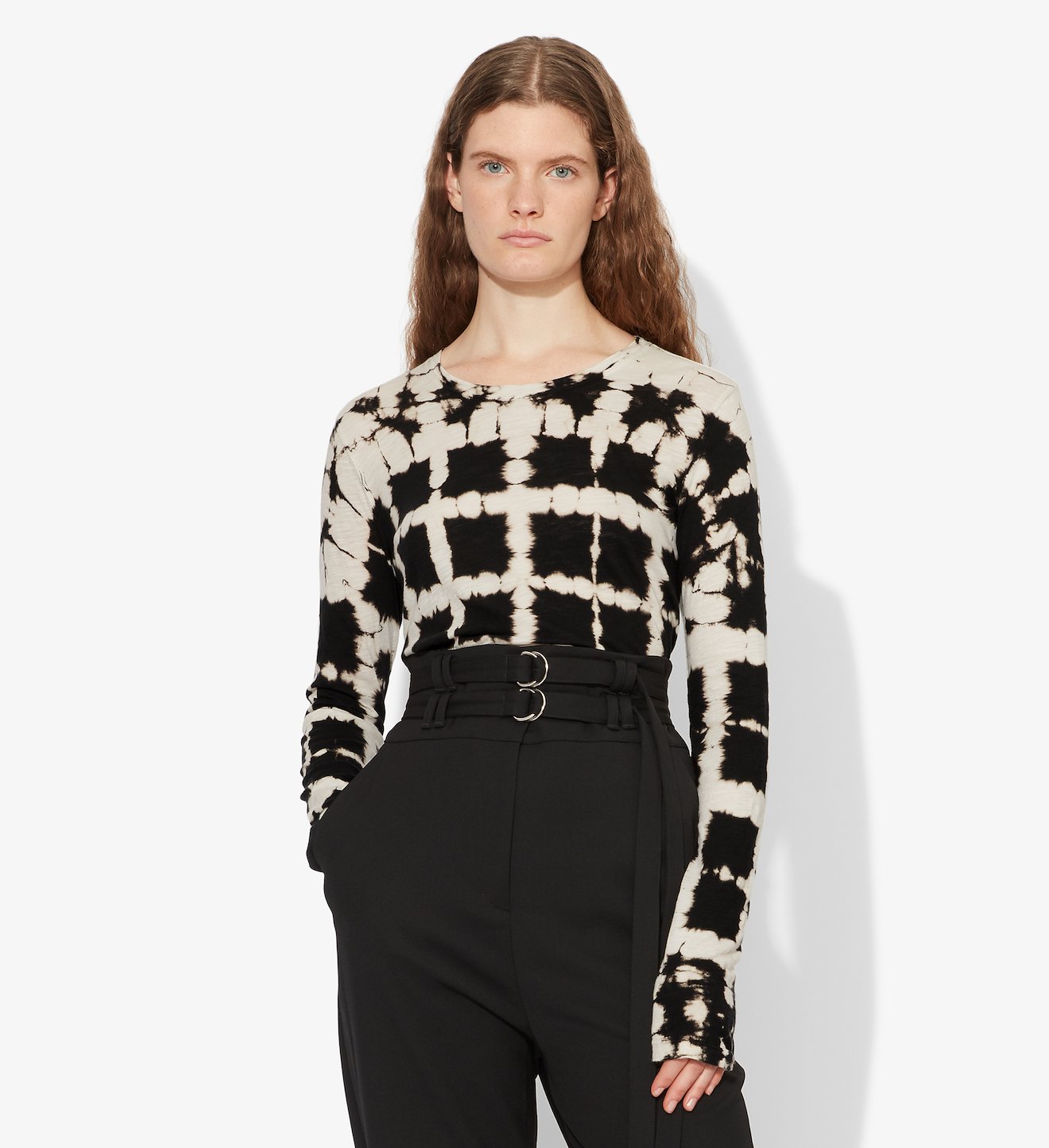 Grid Tie Dye Long Sleeve T-Shirt