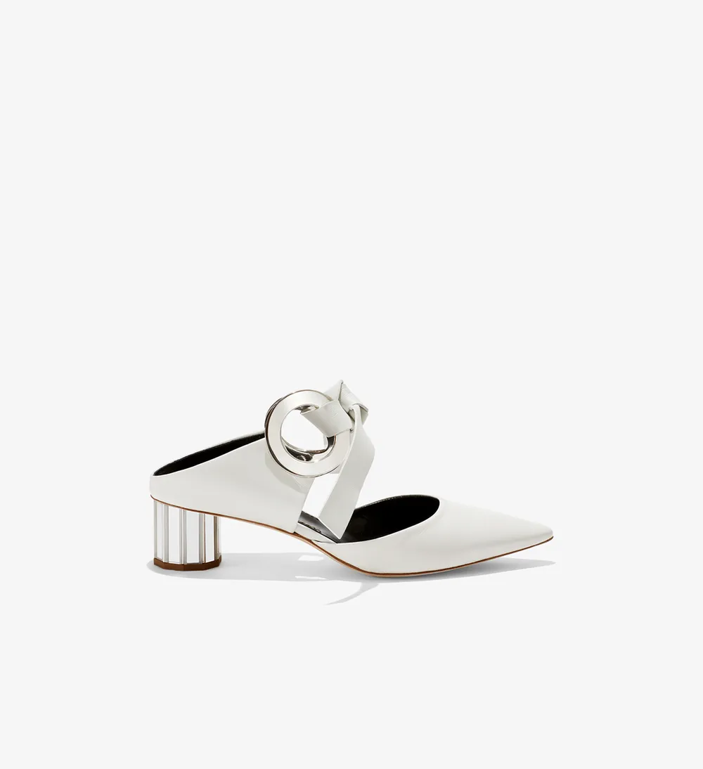 Grommet Block Heel Mules