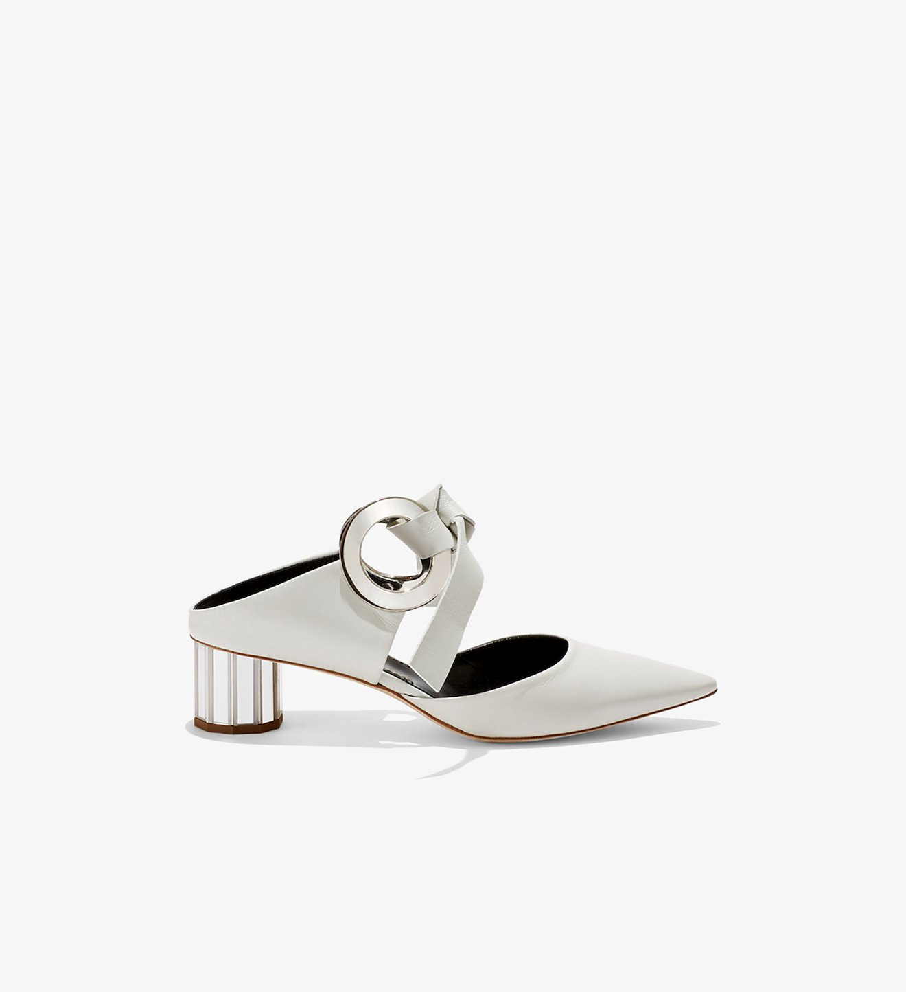 Grommet Block Heel Mules