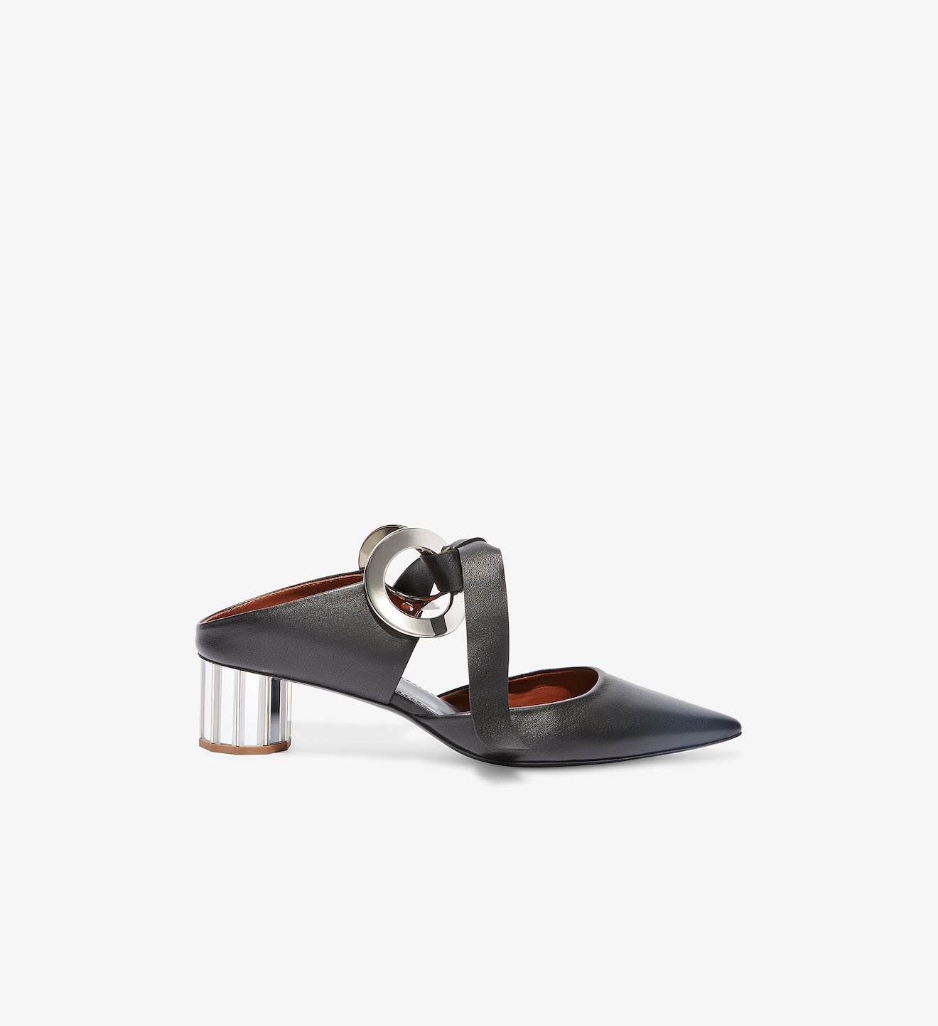 Grommet Block Heel Mules