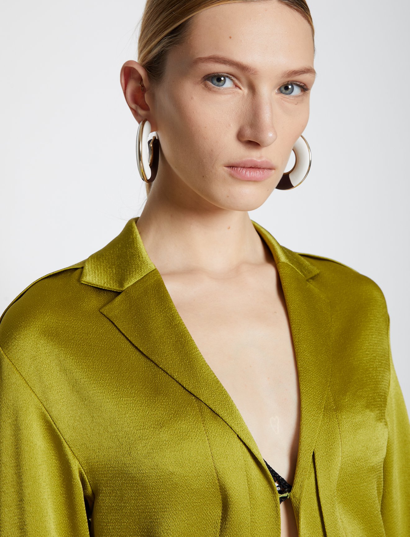 Hammered Satin High Button Shirt #3