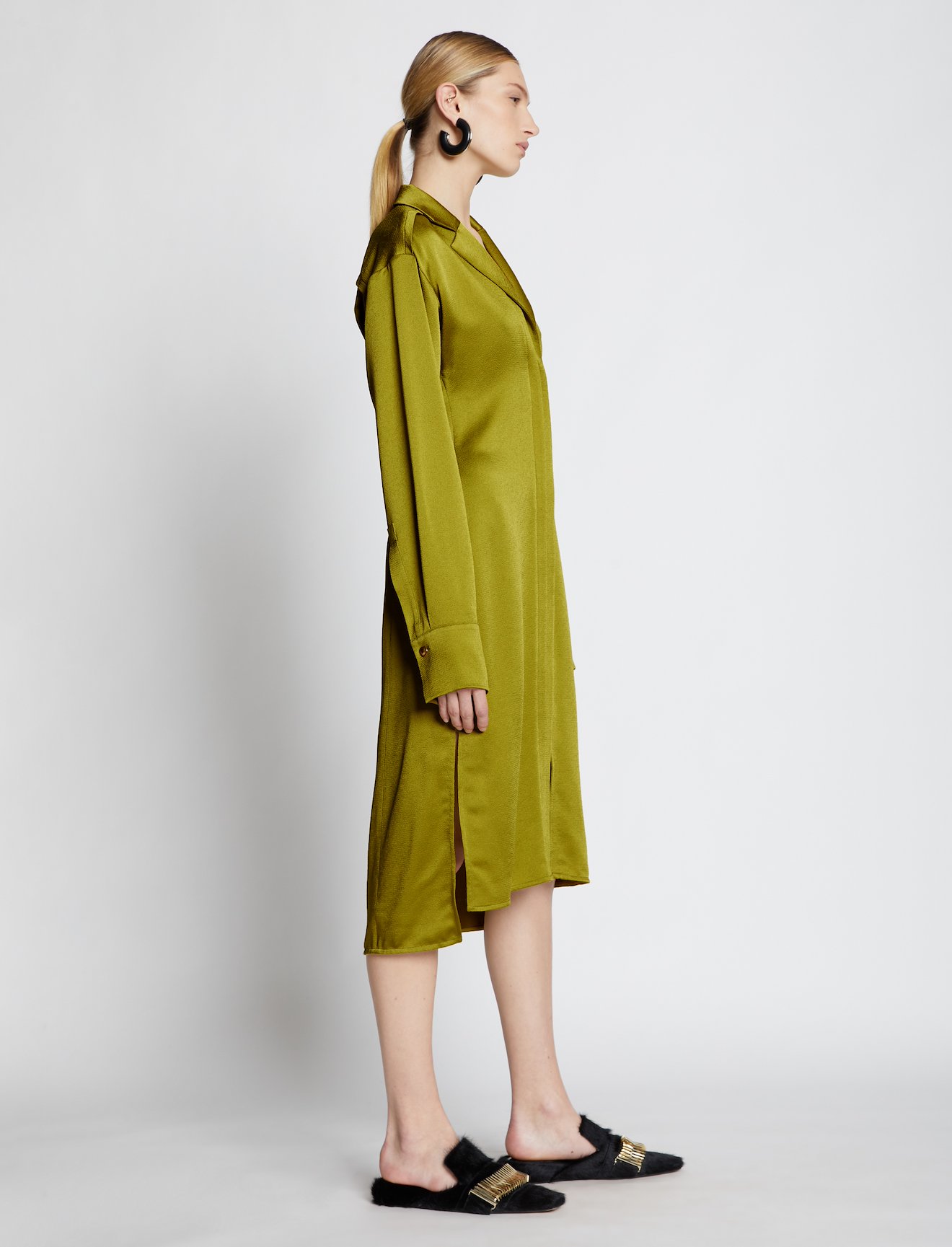 Hammered Satin Long Sleeve Dress #1