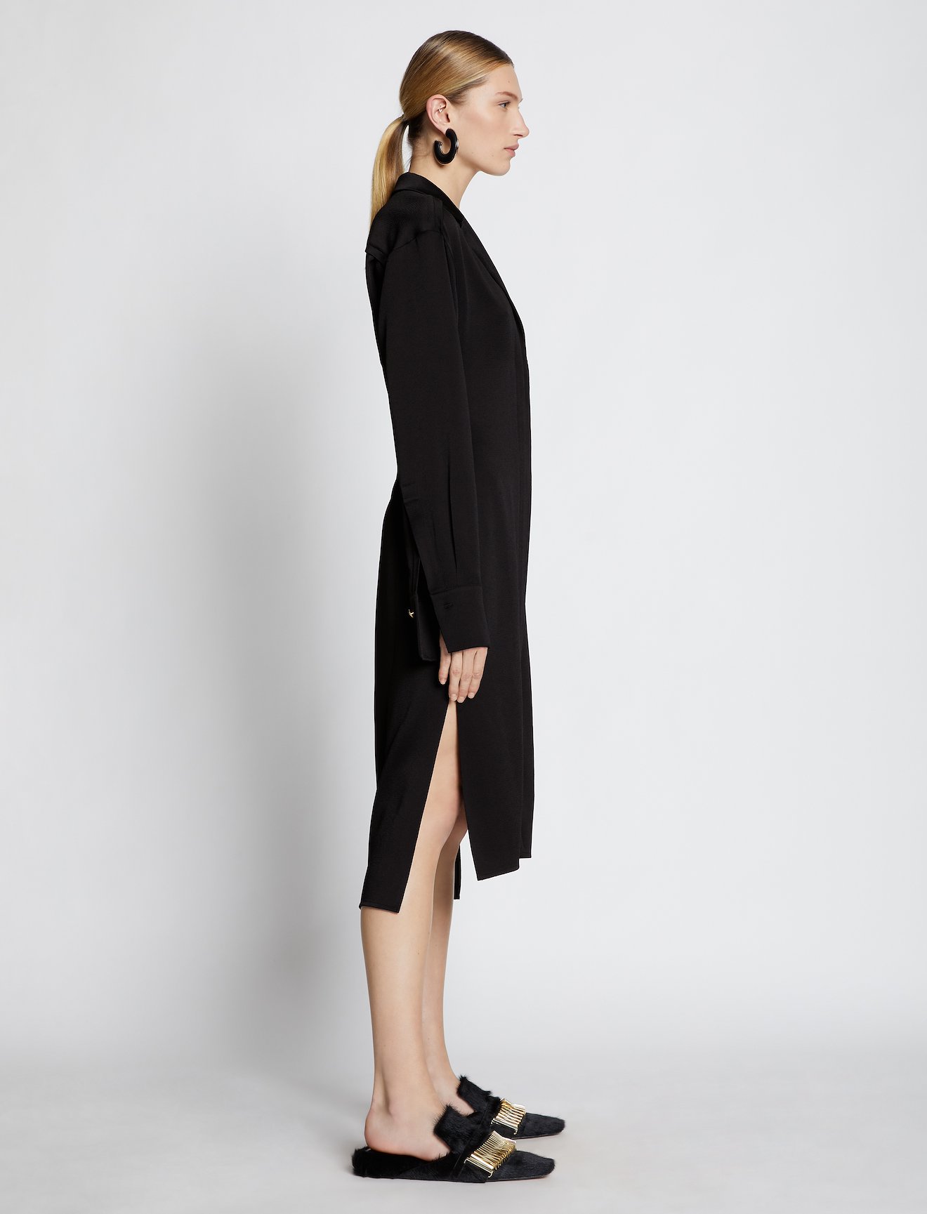 Hammered Satin Long Sleeve Dress #1