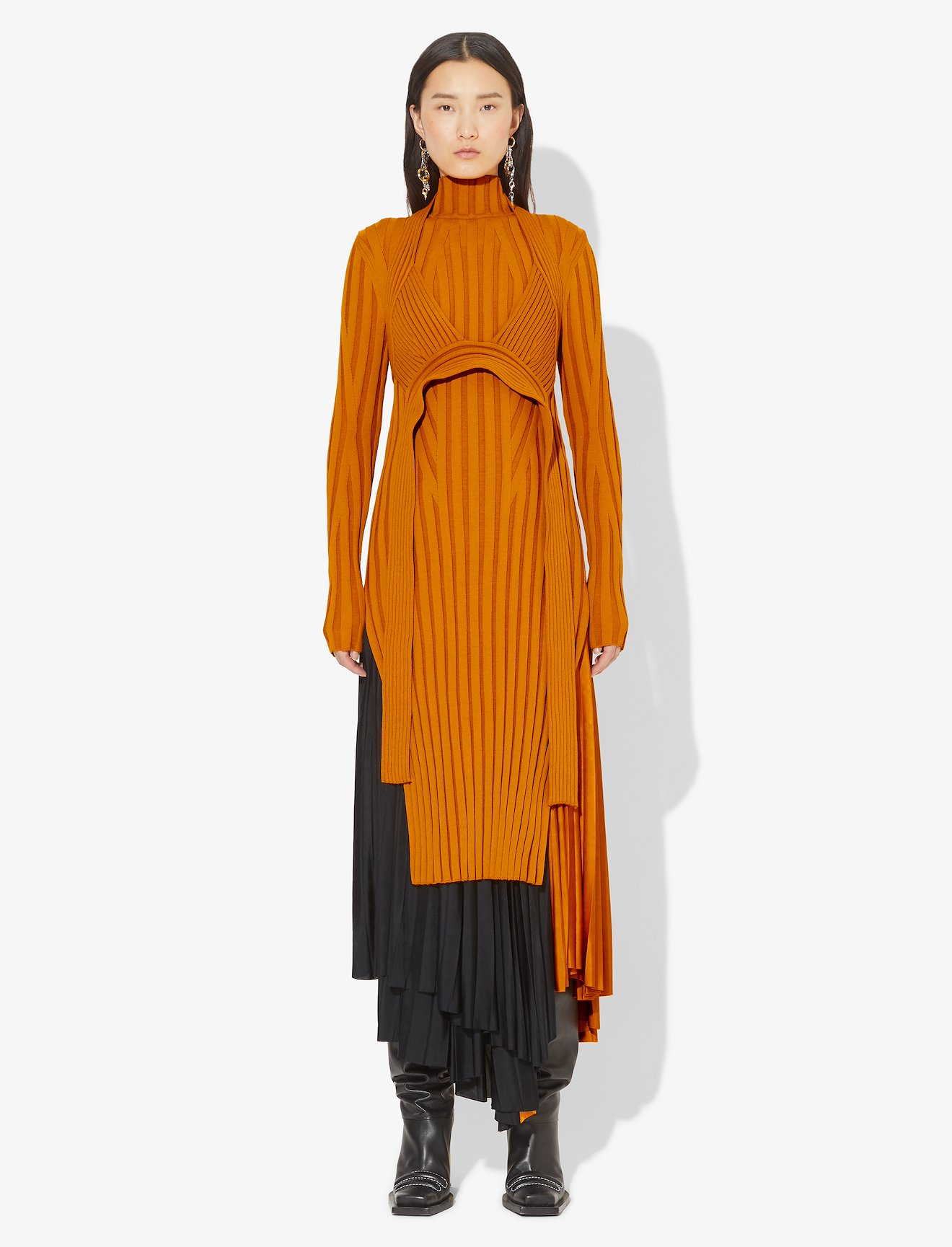 Heavy Rib Knit Layered Dress #1