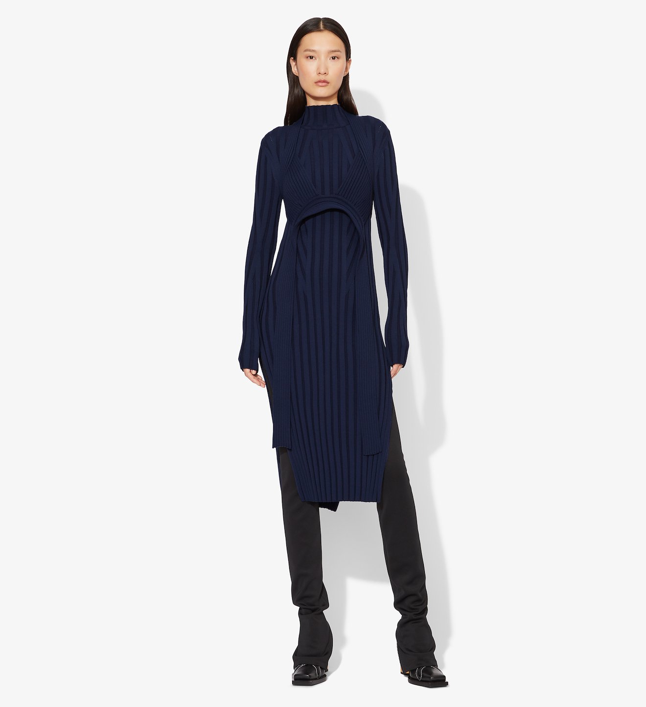 Heavy Rib Long Sleeve Mid Dress