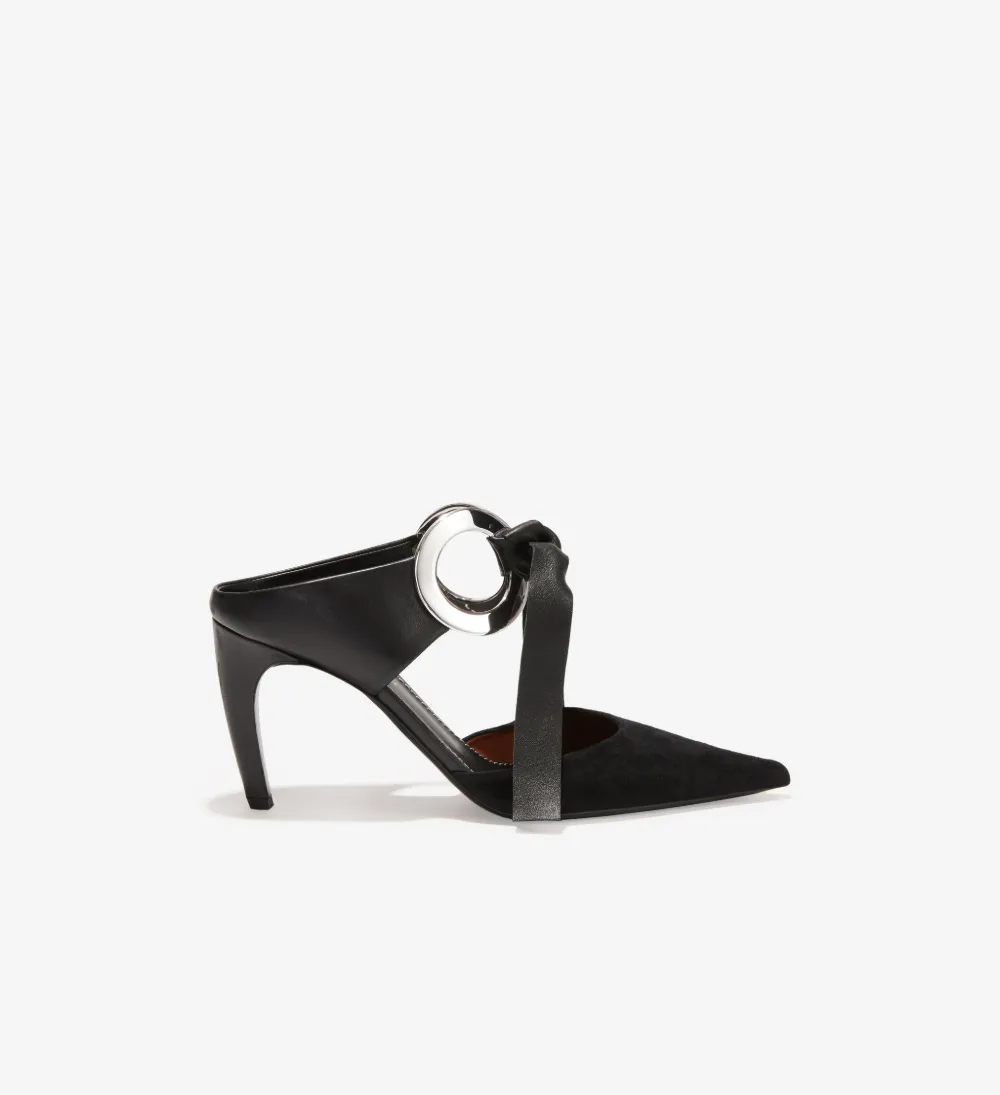 High Heel Suede Grommet Mule