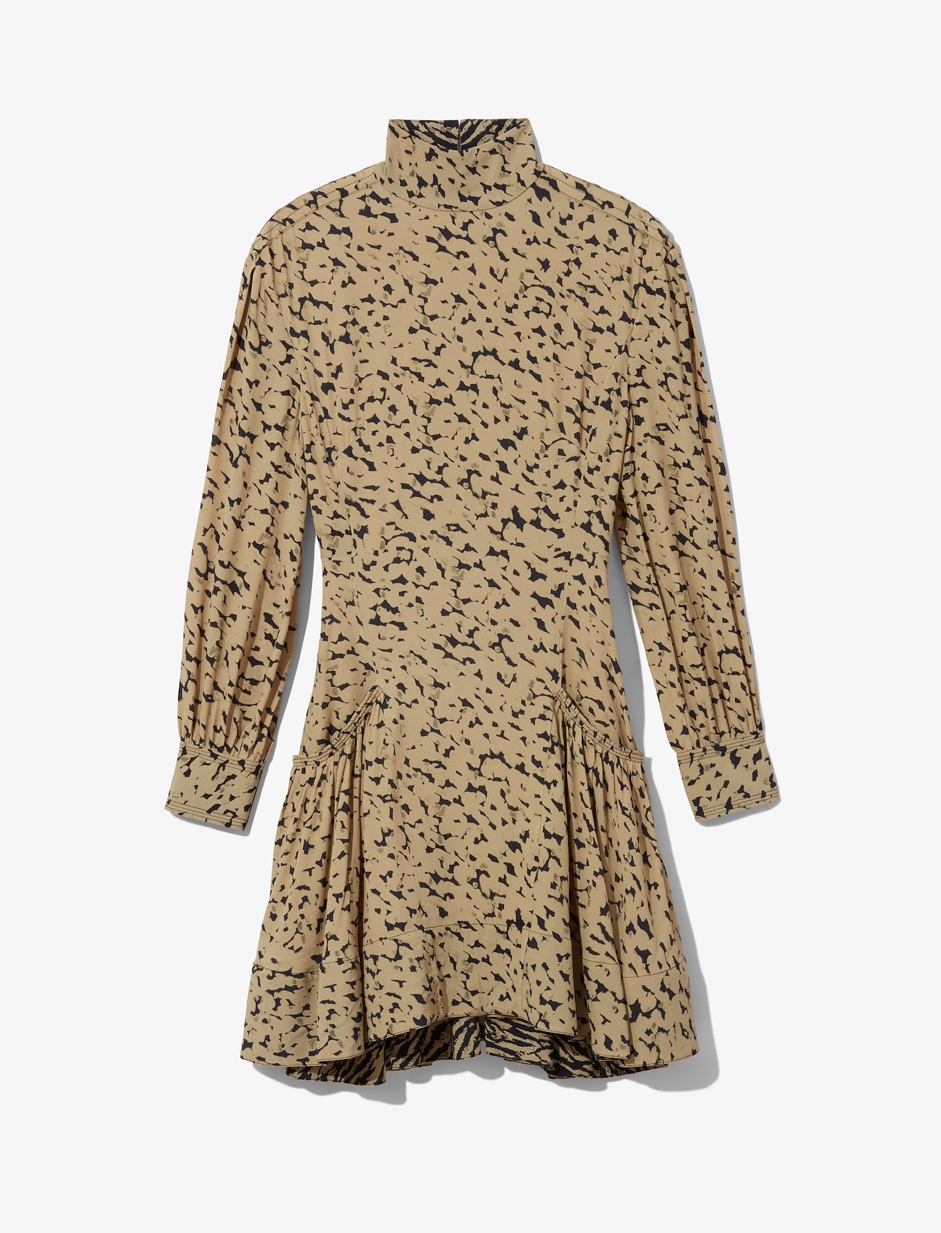 Inky Leopard Print Long Sleeve Short Dress #4