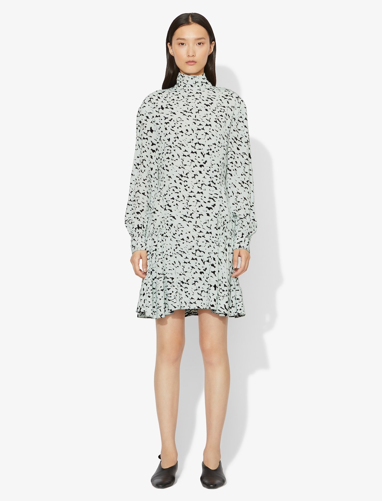 Inky Leopard Print Long Sleeve Short Dress #1
