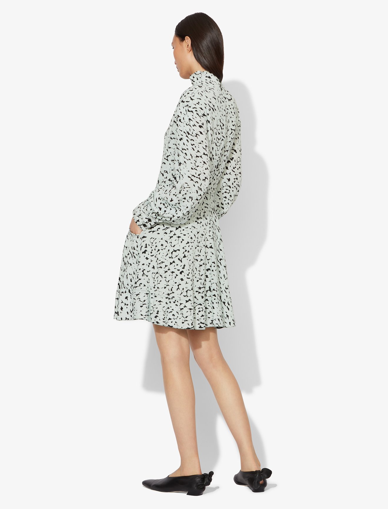 Inky Leopard Print Long Sleeve Short Dress #3