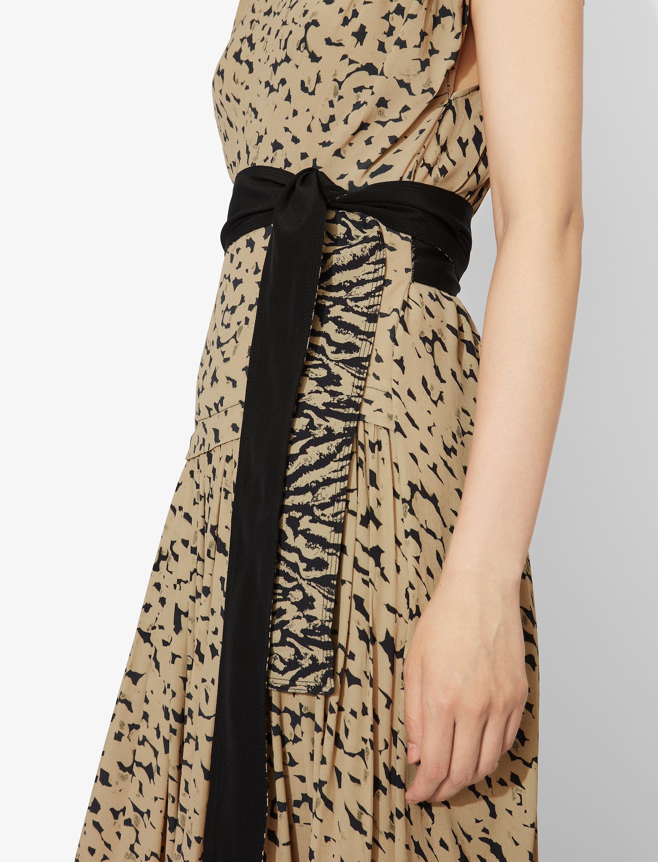 Inky Leopard Print Short Sleeve Combo Cape Dress #3