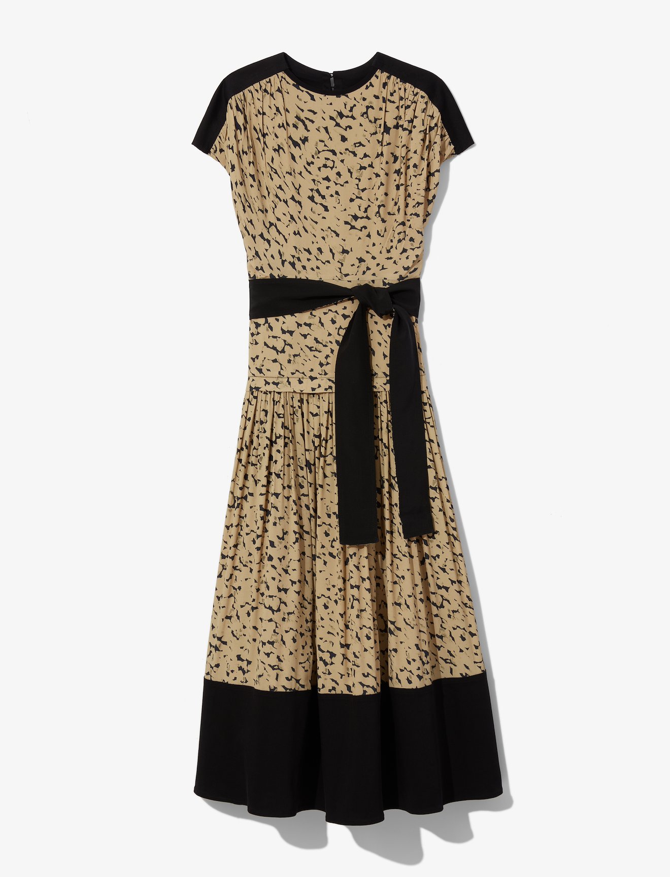Inky Leopard Print Short Sleeve Combo Cape Dress #4
