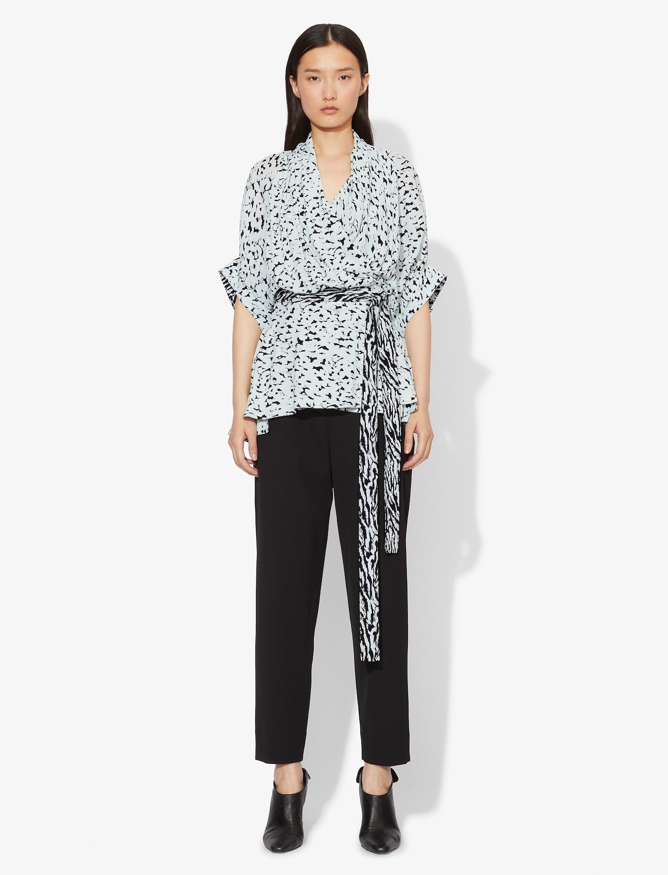Inky Leopard Print Short Sleeve Wrap Top #1