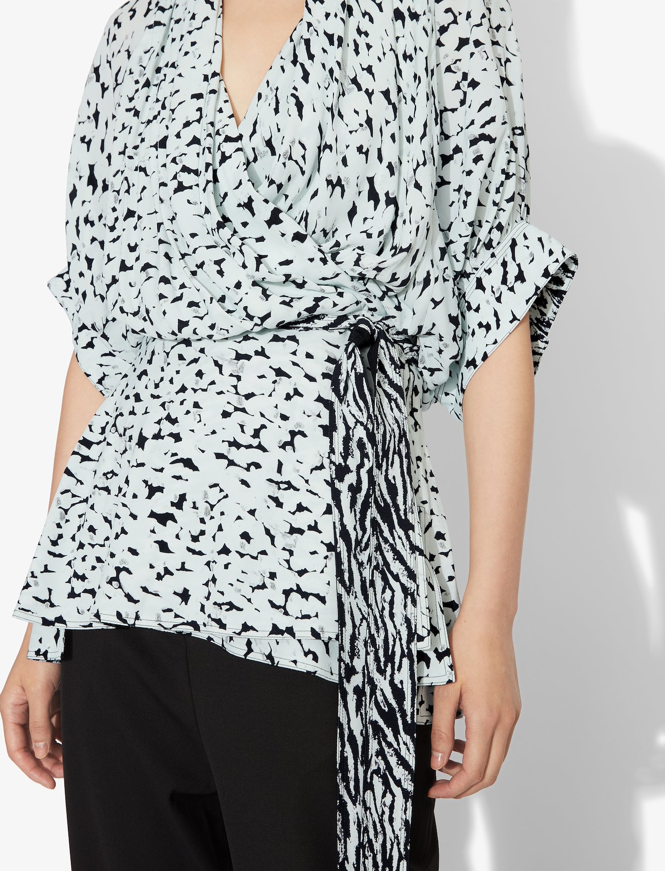 Inky Leopard Print Short Sleeve Wrap Top #3