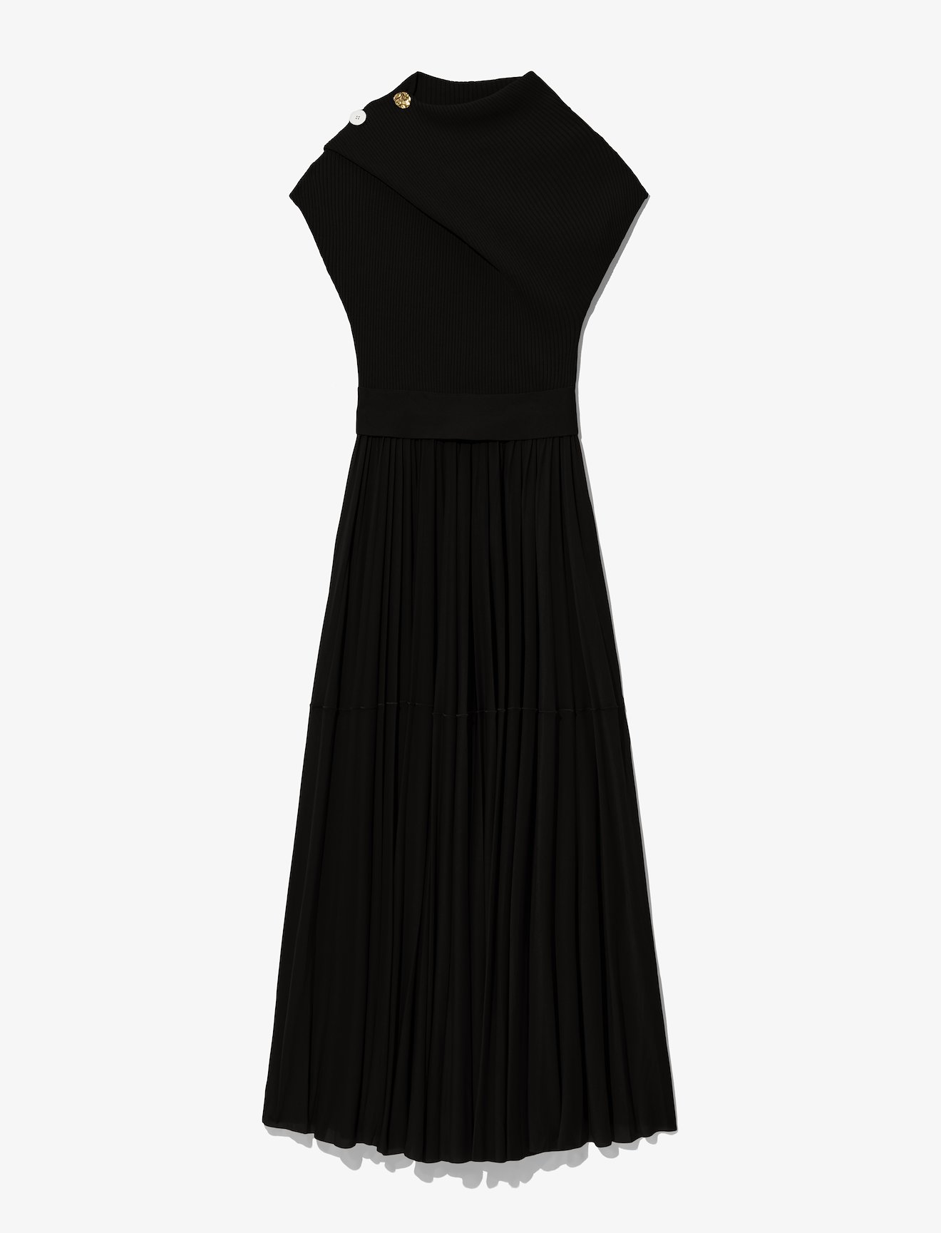 Knit Gauze Combo Draped Dress #4