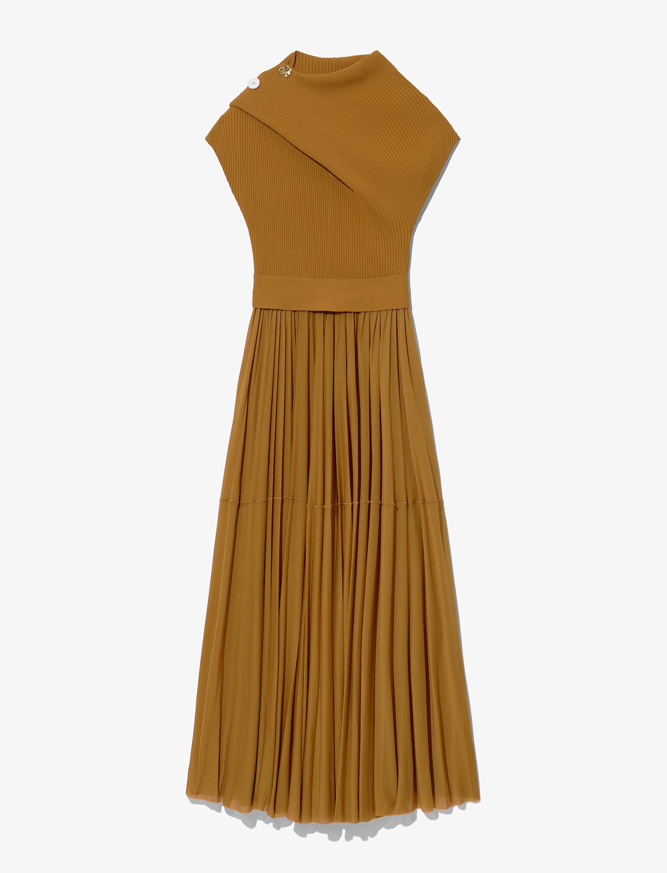 Knit Gauze Combo Draped Dress #4