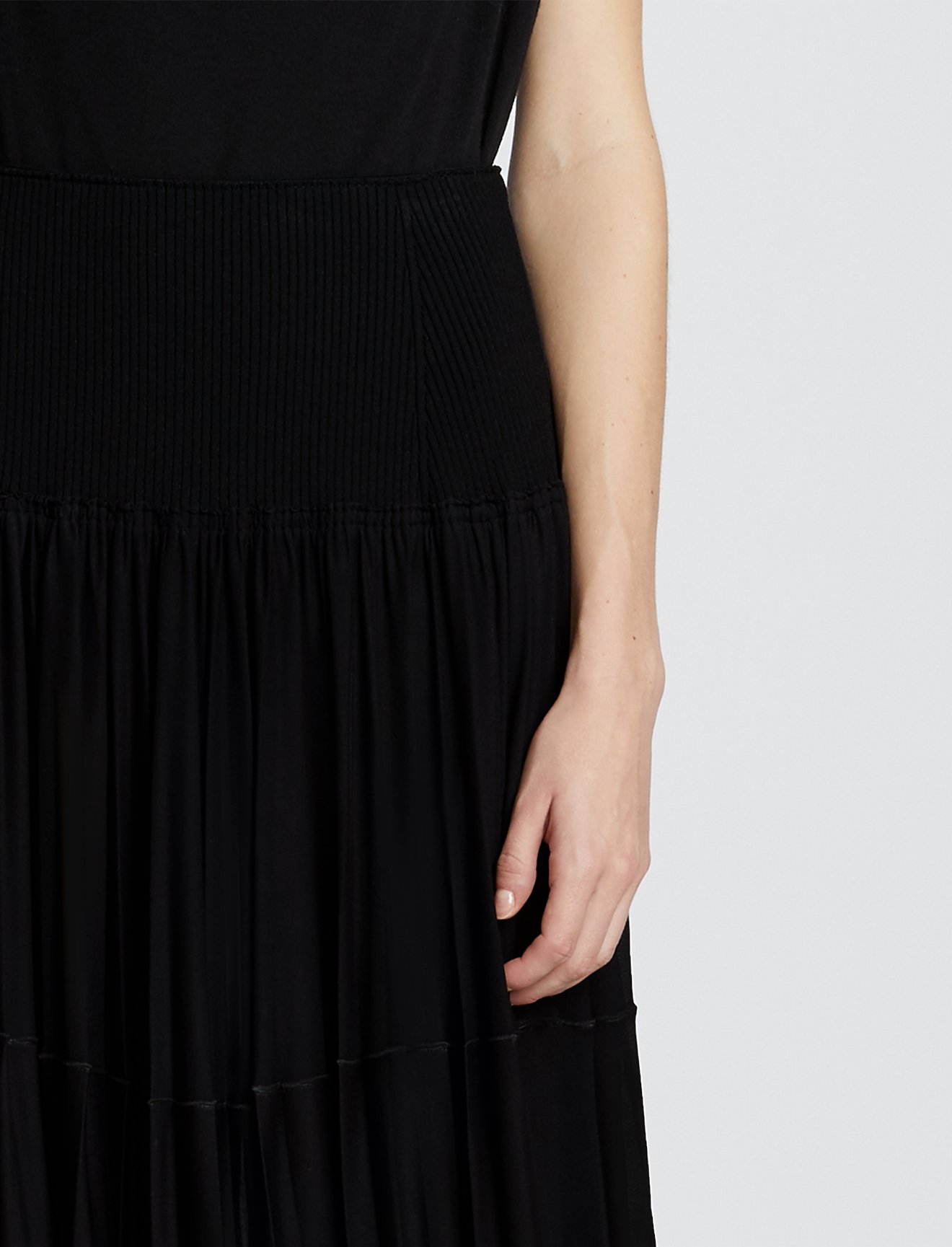 Knit Gauze Combo Draped Skirt #3