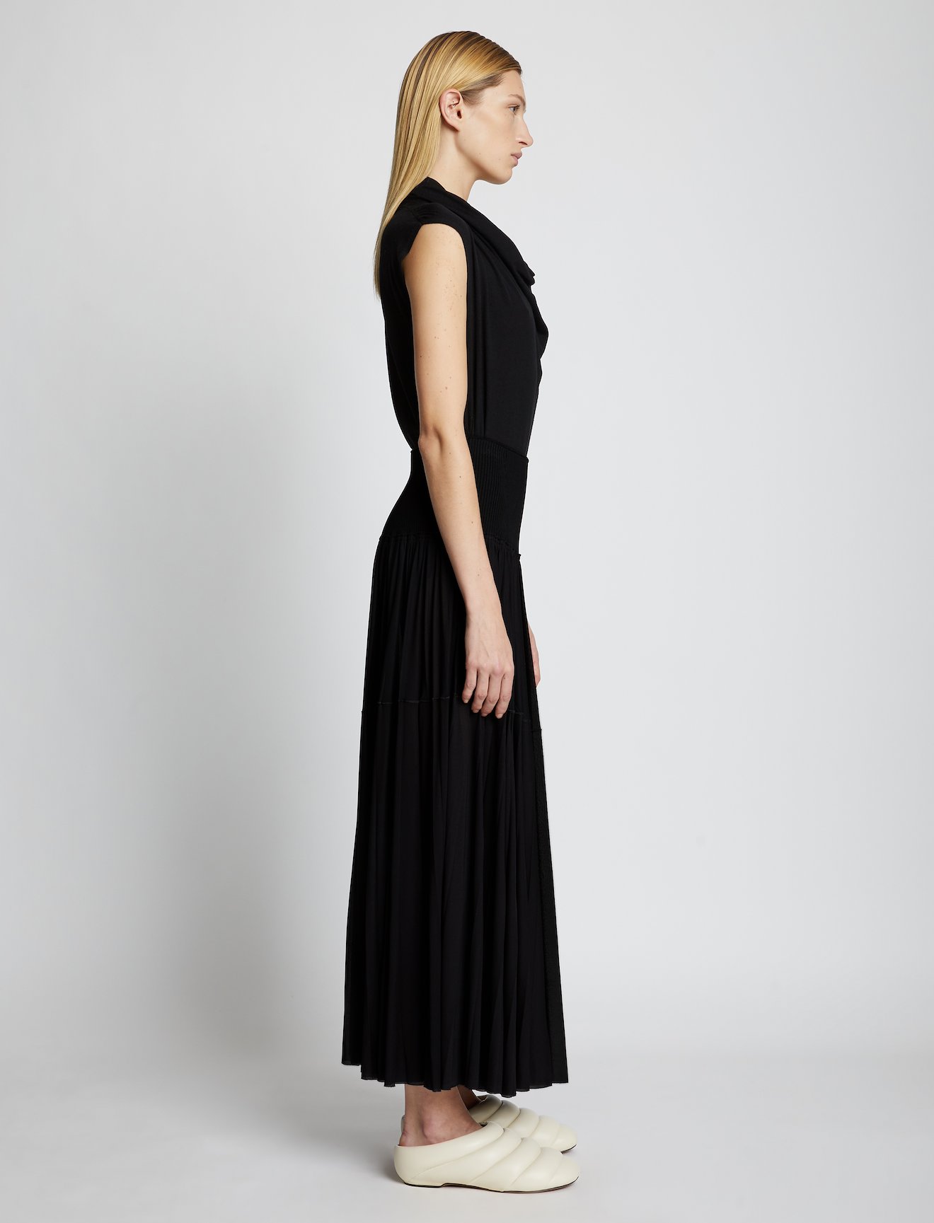 Knit Gauze Combo Draped Skirt #1