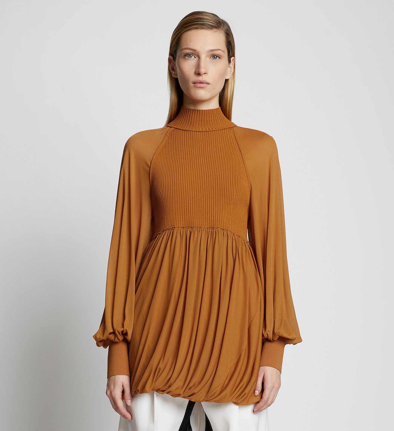 Knit Gauze Combo Draped Top