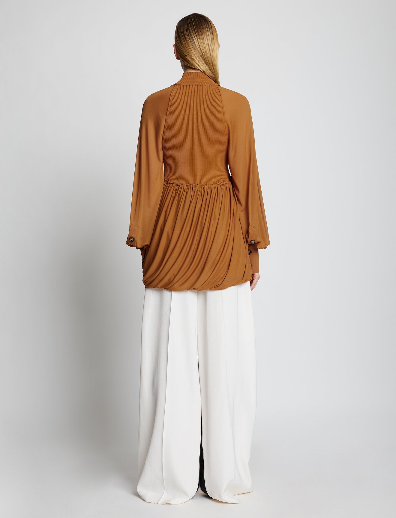 Knit Gauze Combo Draped Top #2