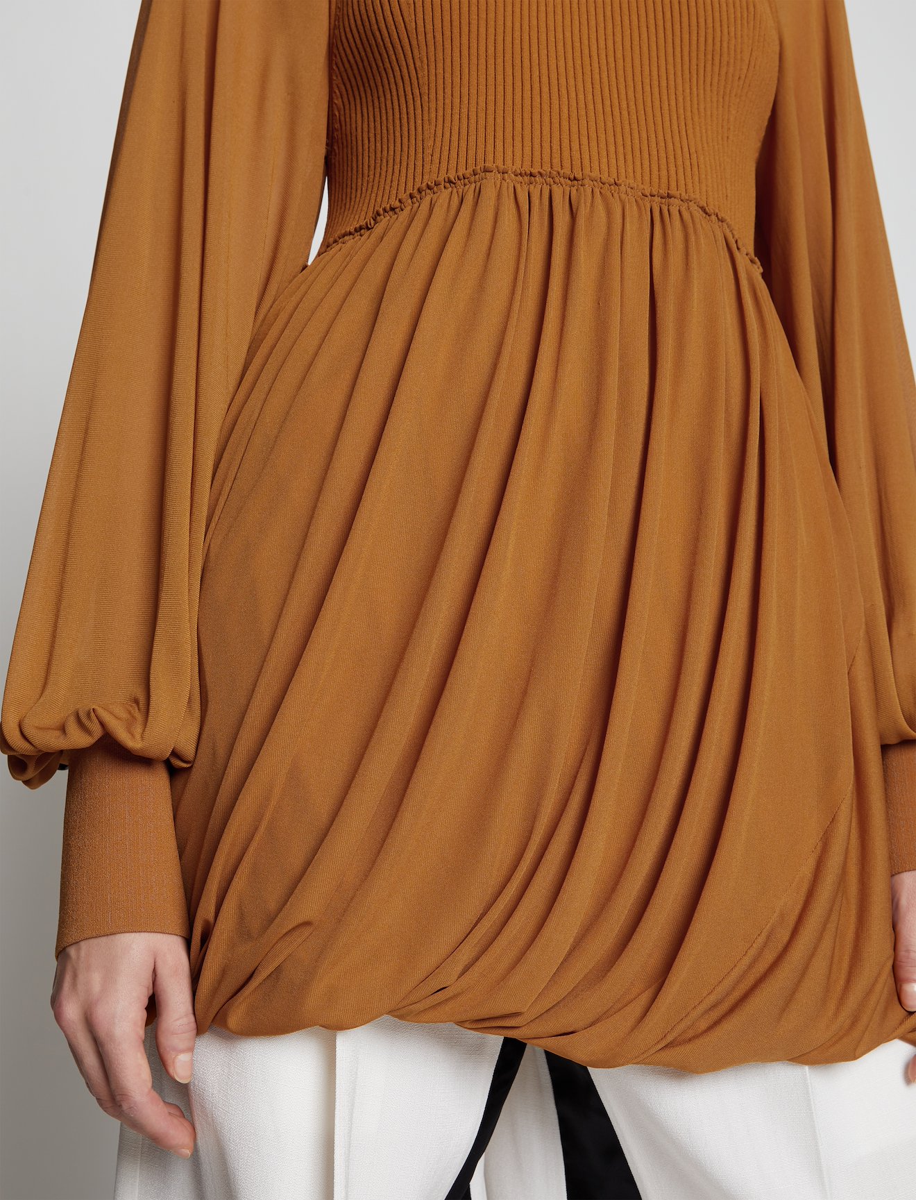Knit Gauze Combo Draped Top #3