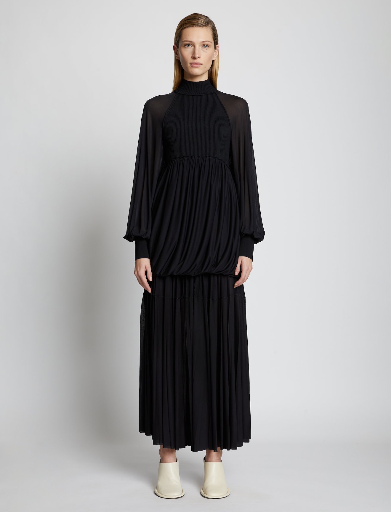 Knit Gauze Combo Draped Top #1