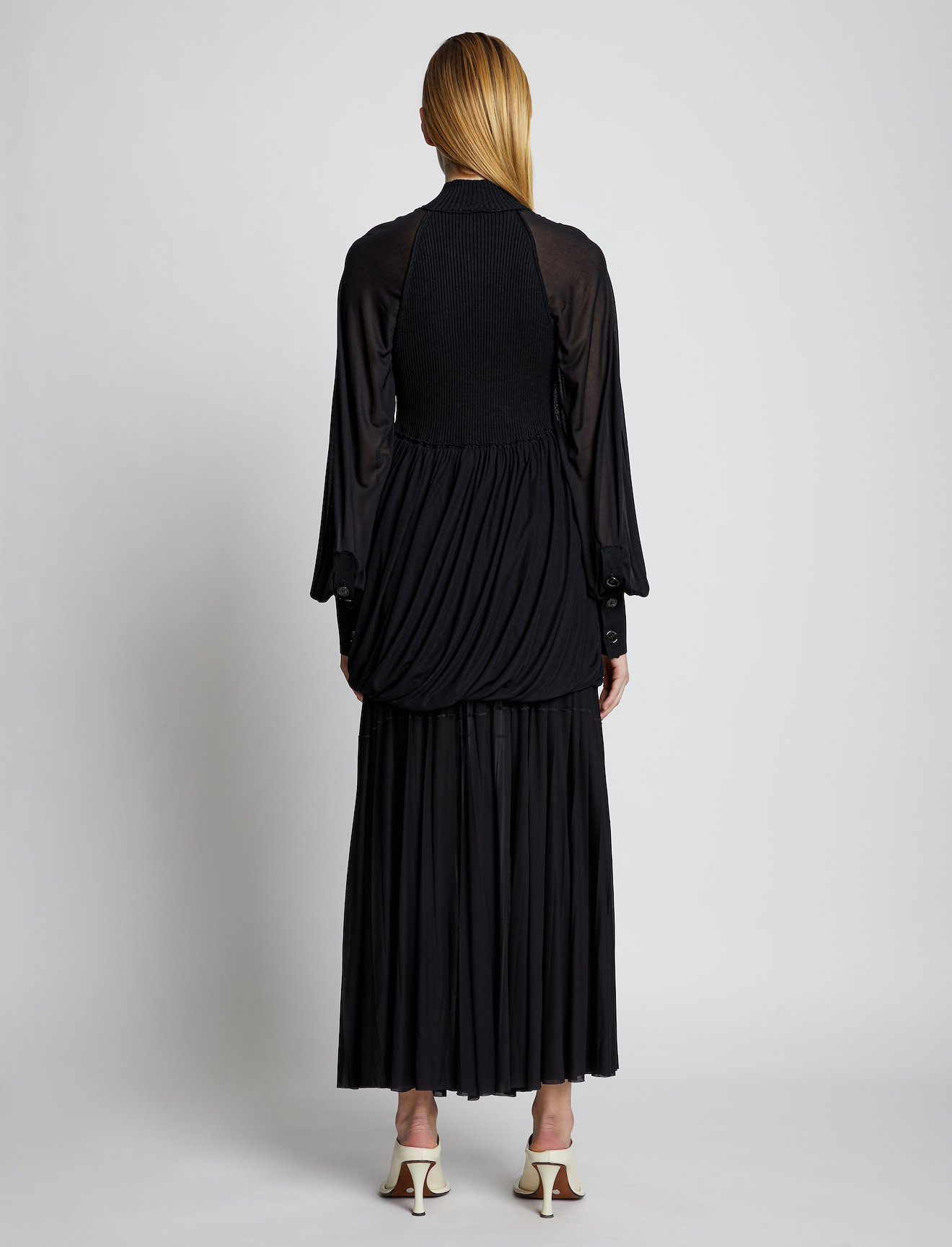 Knit Gauze Combo Draped Top #2