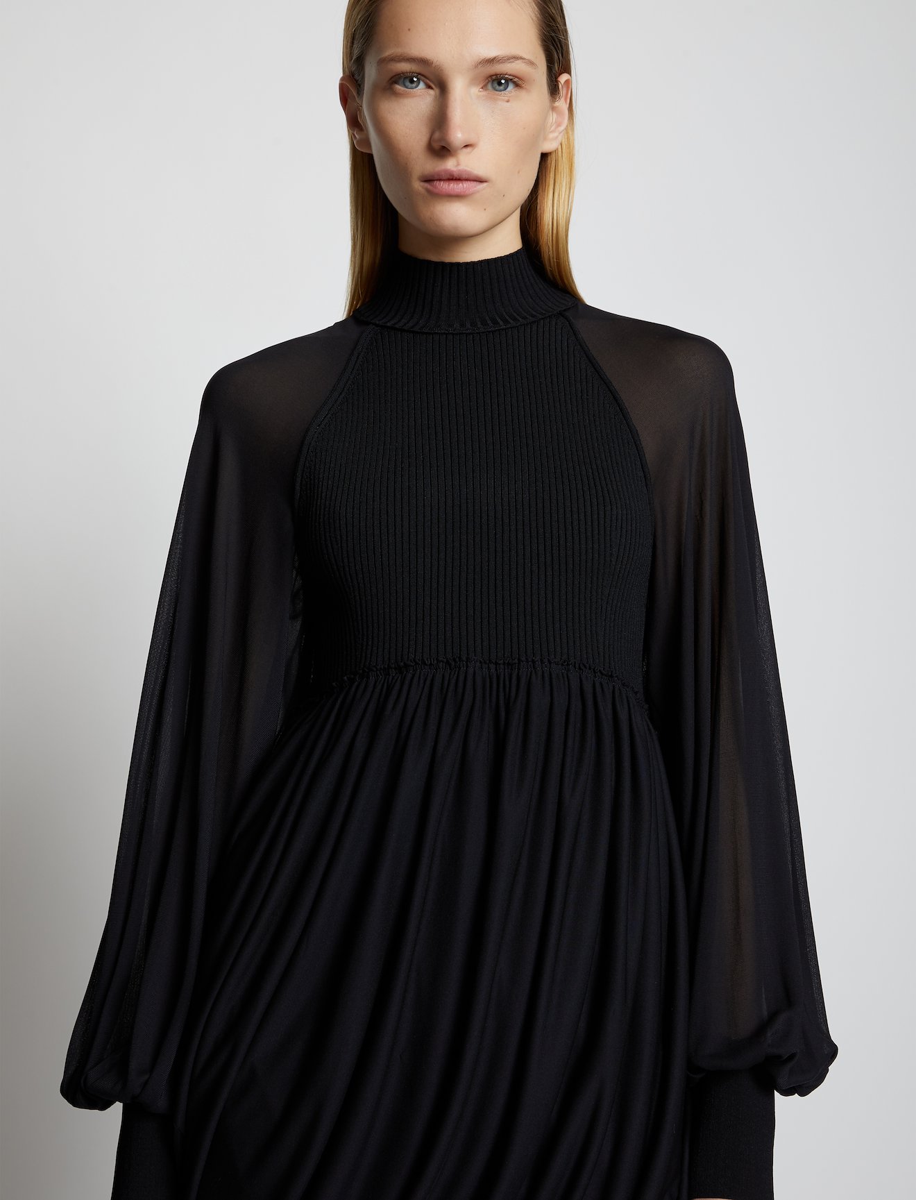 Knit Gauze Combo Draped Top #3