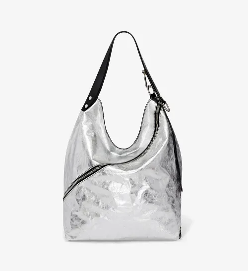 Large Metallic Zip Hobo