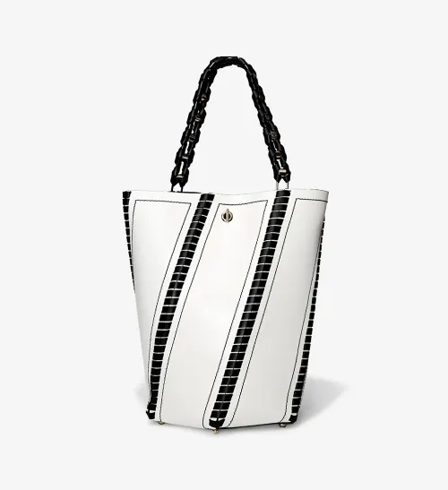 Large Whipstitch Hex Bucket Bag