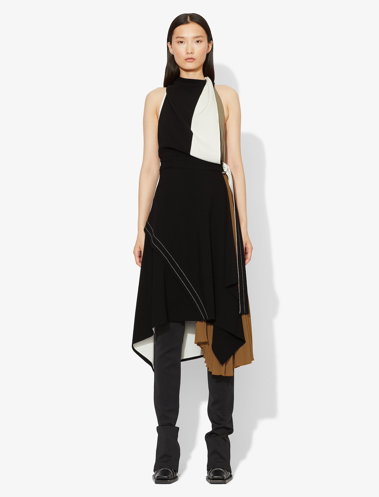 Layered Pleat Colorblock Dress #1