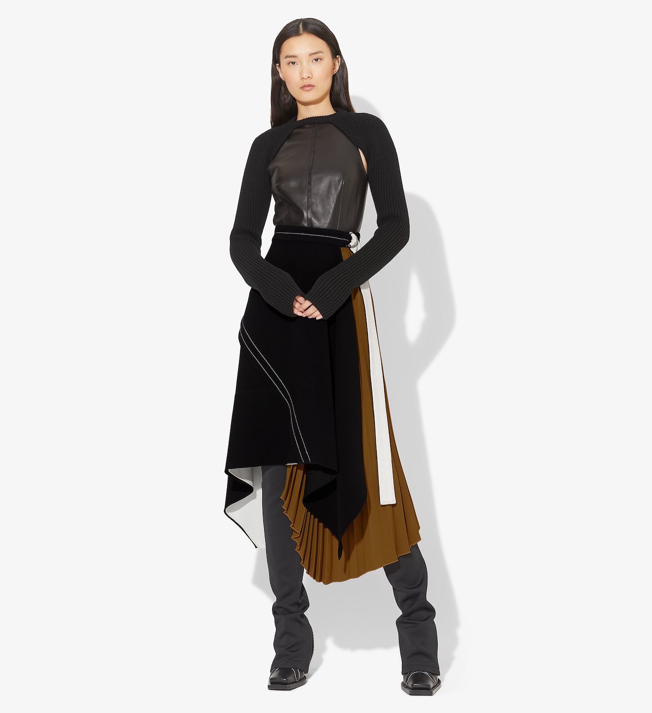 Layered Pleat Colorblock Skirt