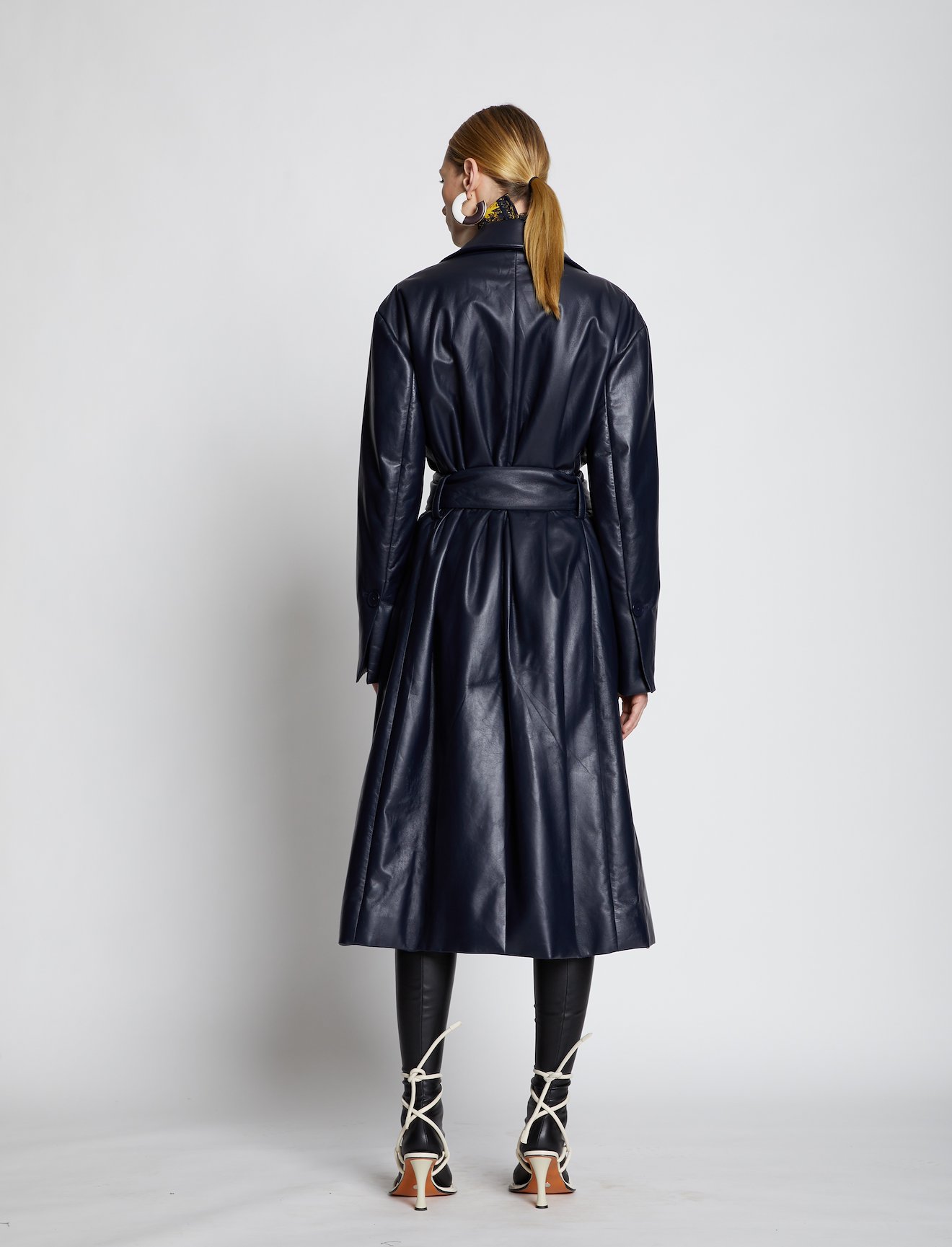 Leather Belted Trench Coat #2