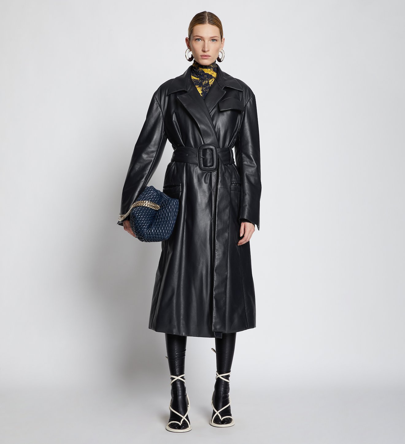 Leather Belted Trench Coat