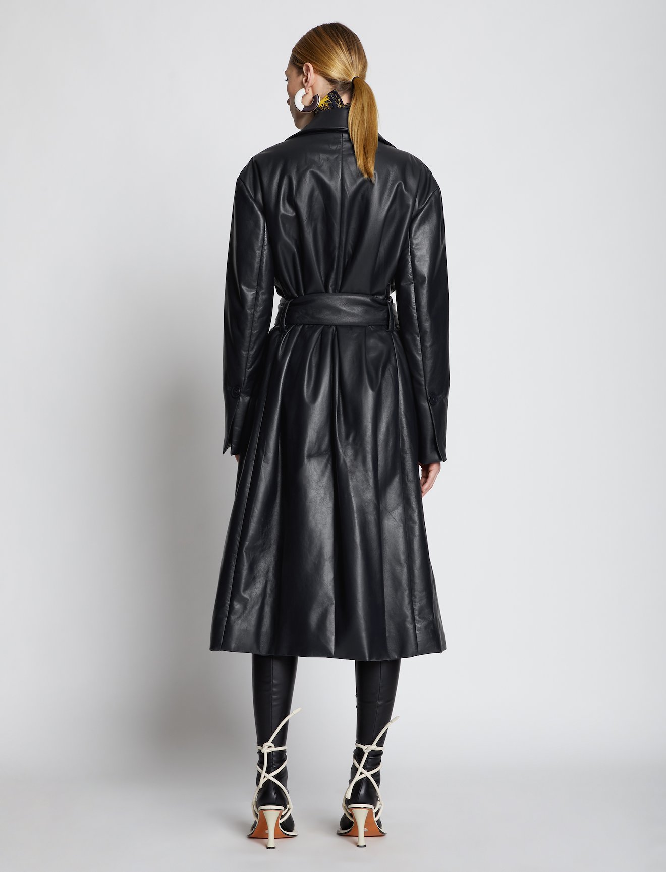 Leather Belted Trench Coat #2