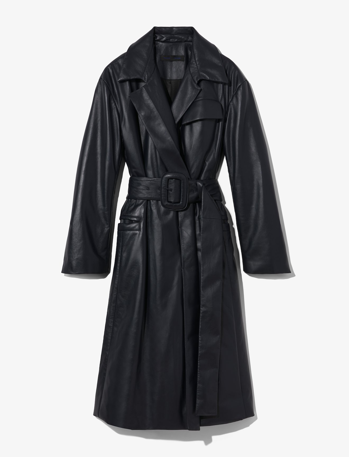 Leather Belted Trench Coat #4