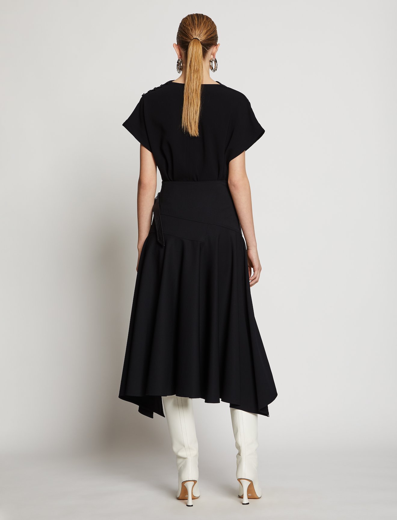 Leather Belted Wool Skirt #2