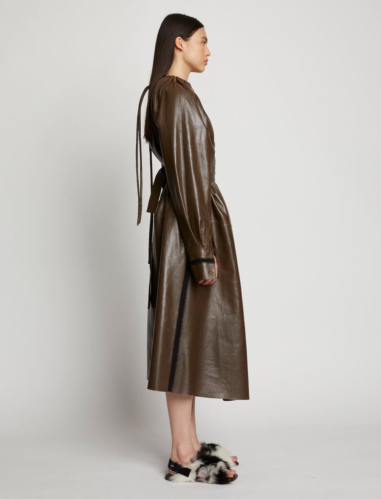 Leather Crochet Seamed Dress #1