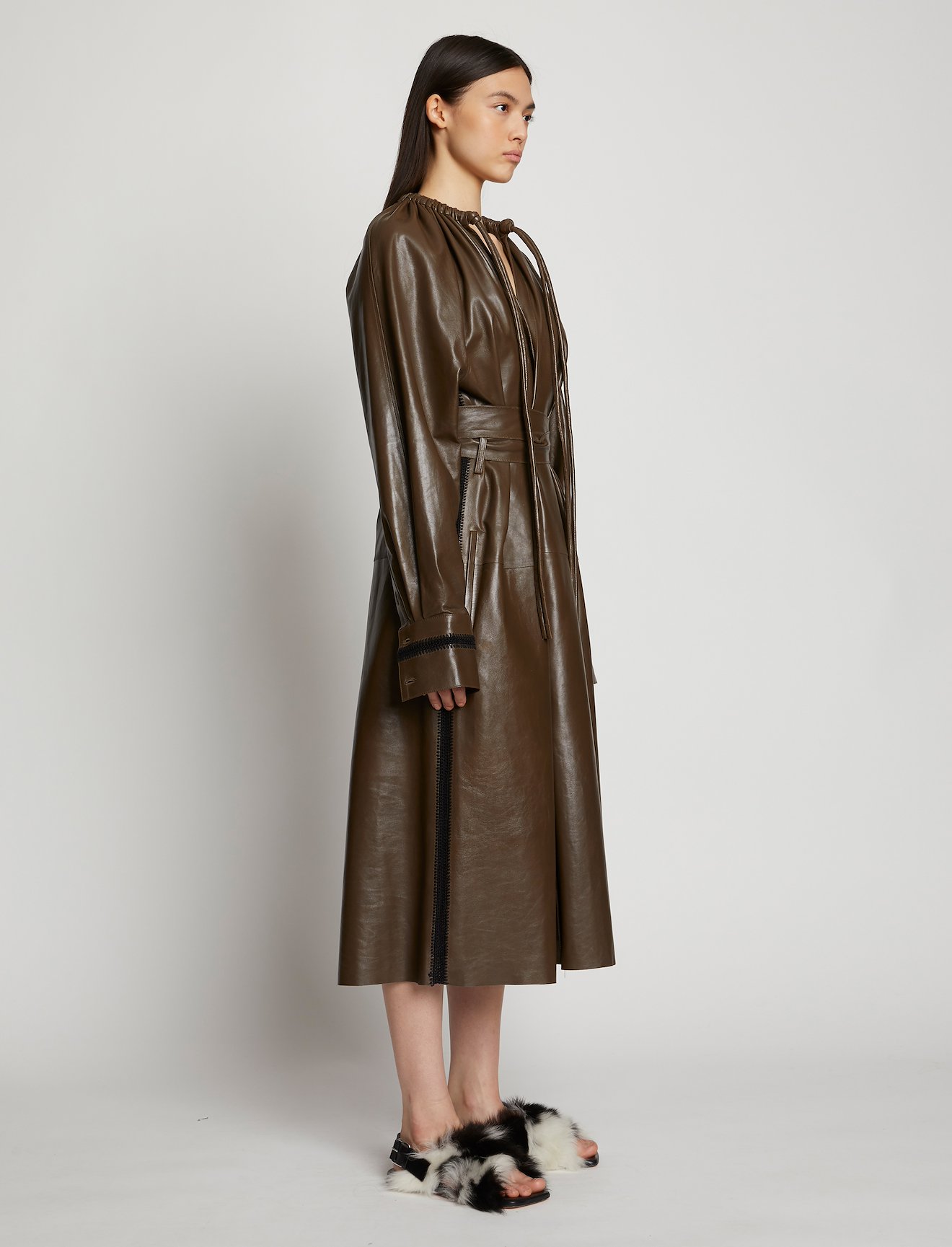 Leather Crochet Seamed Dress #6