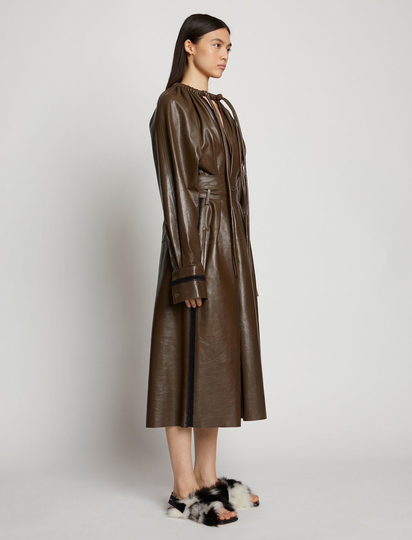 Leather Crochet Seamed Dress #1