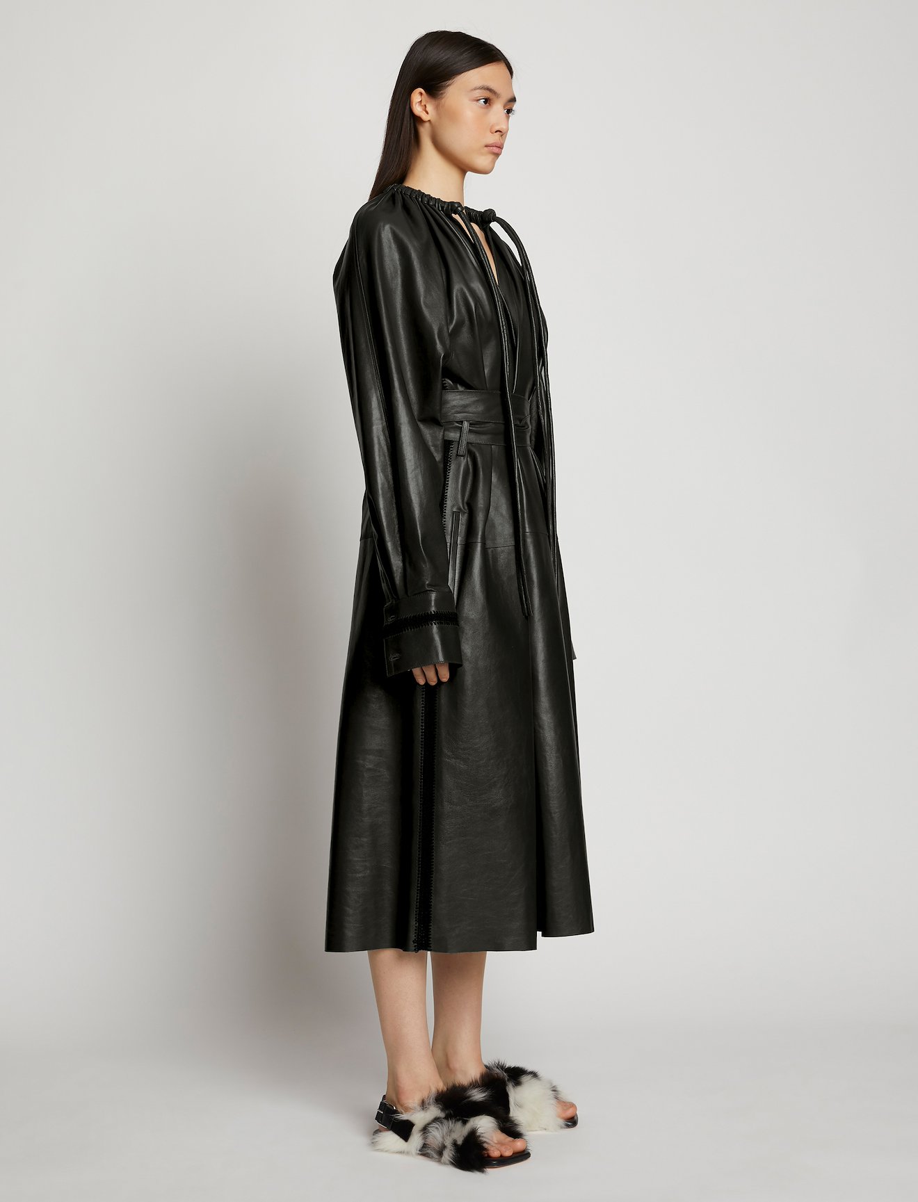Leather Crochet Seamed Dress #1