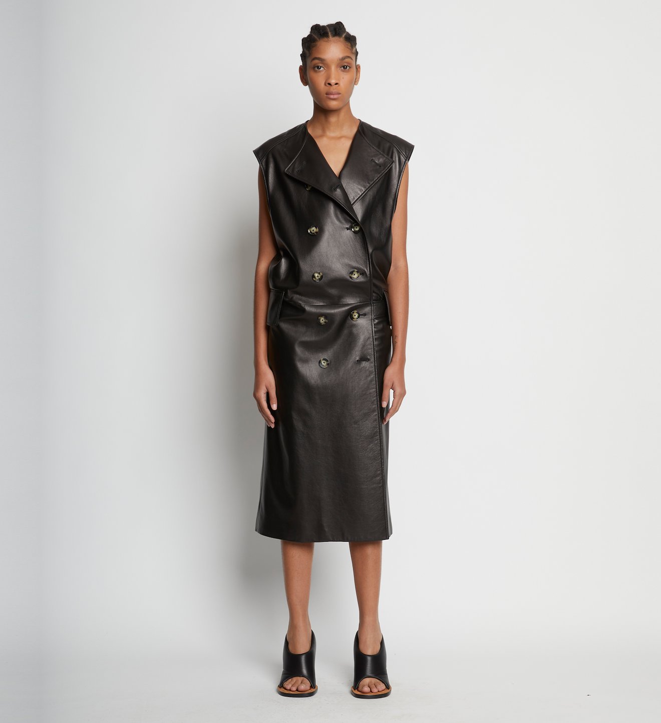 Leather Double Breasted Wrap Dress