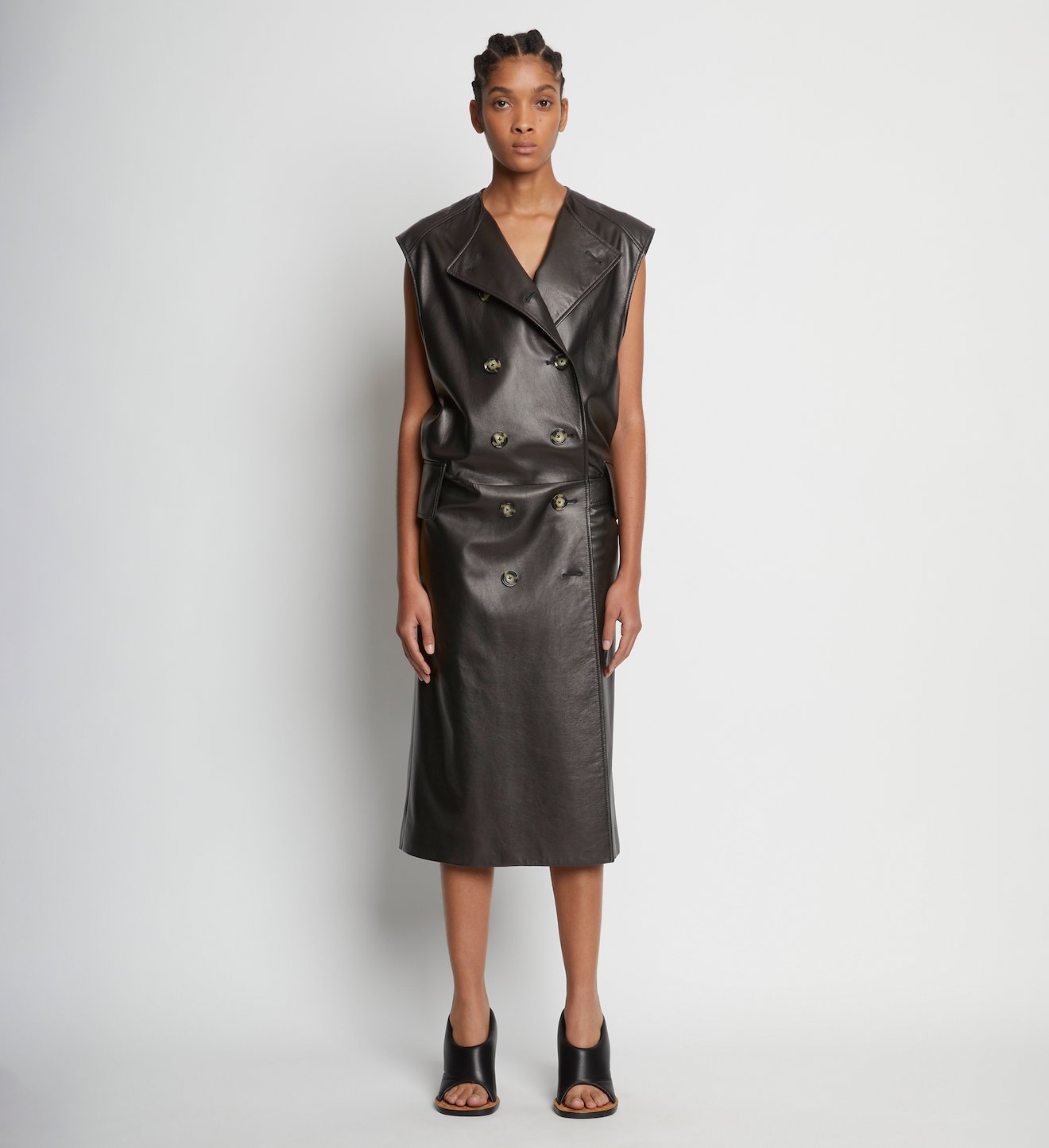 Leather Double Breasted Wrap Dress
