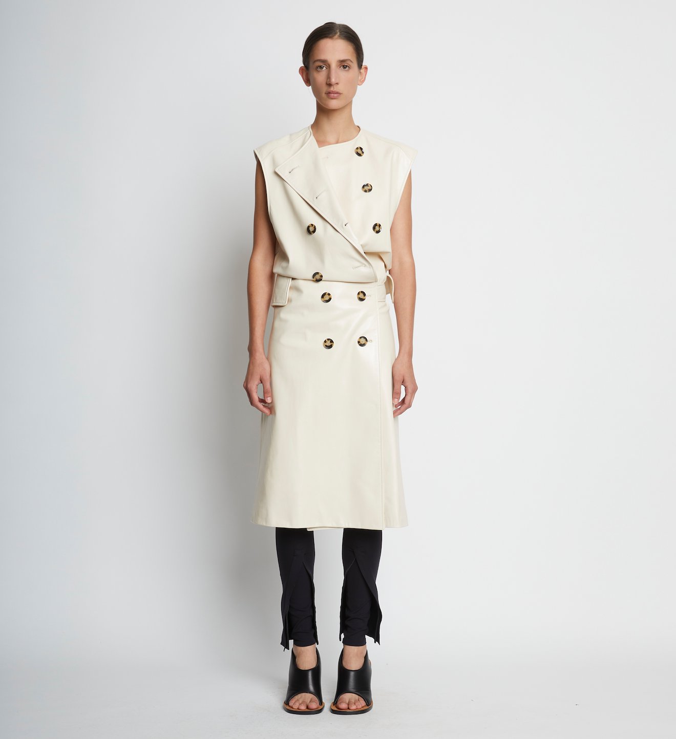 Leather Double Breasted Wrap Dress
