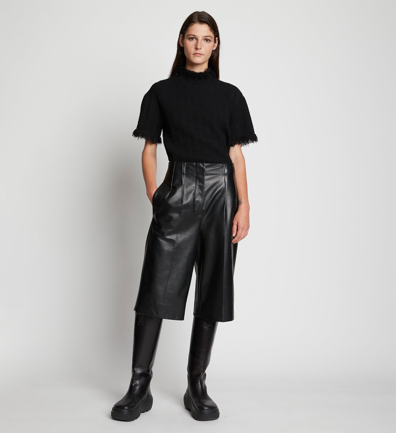 Leather Knee Length Shorts