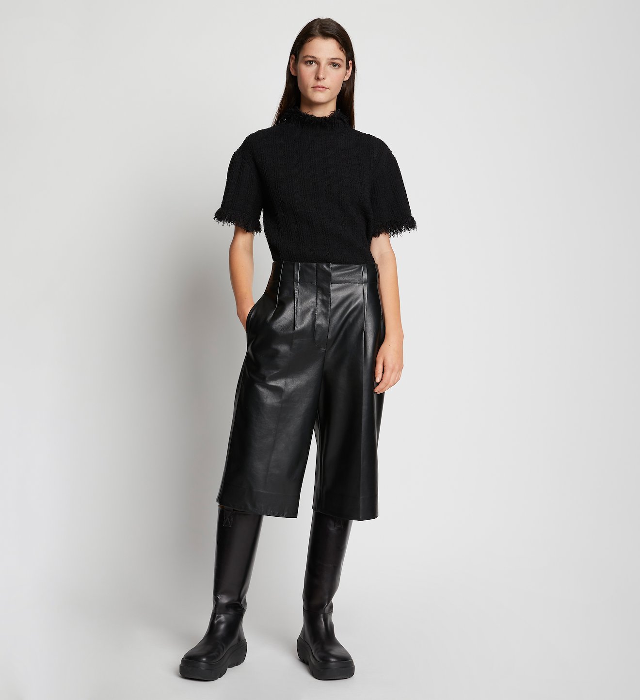 Leather Knee Length Shorts