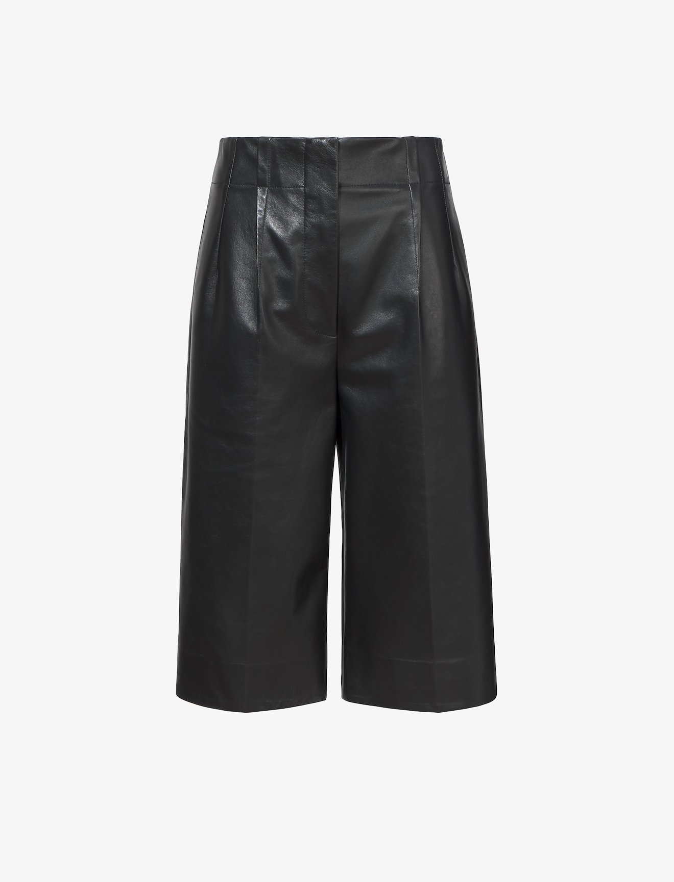 Leather Knee Length Shorts #4
